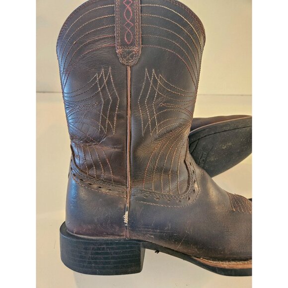 Ariat Brown Mens Leather Cowboy Boots Size 9.5D Western Square Toe Style 1001096 - Picture 9 of 13